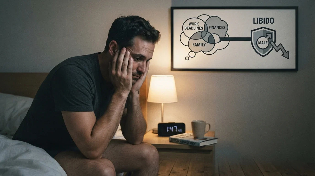 Man experiencing stress and reduced libido