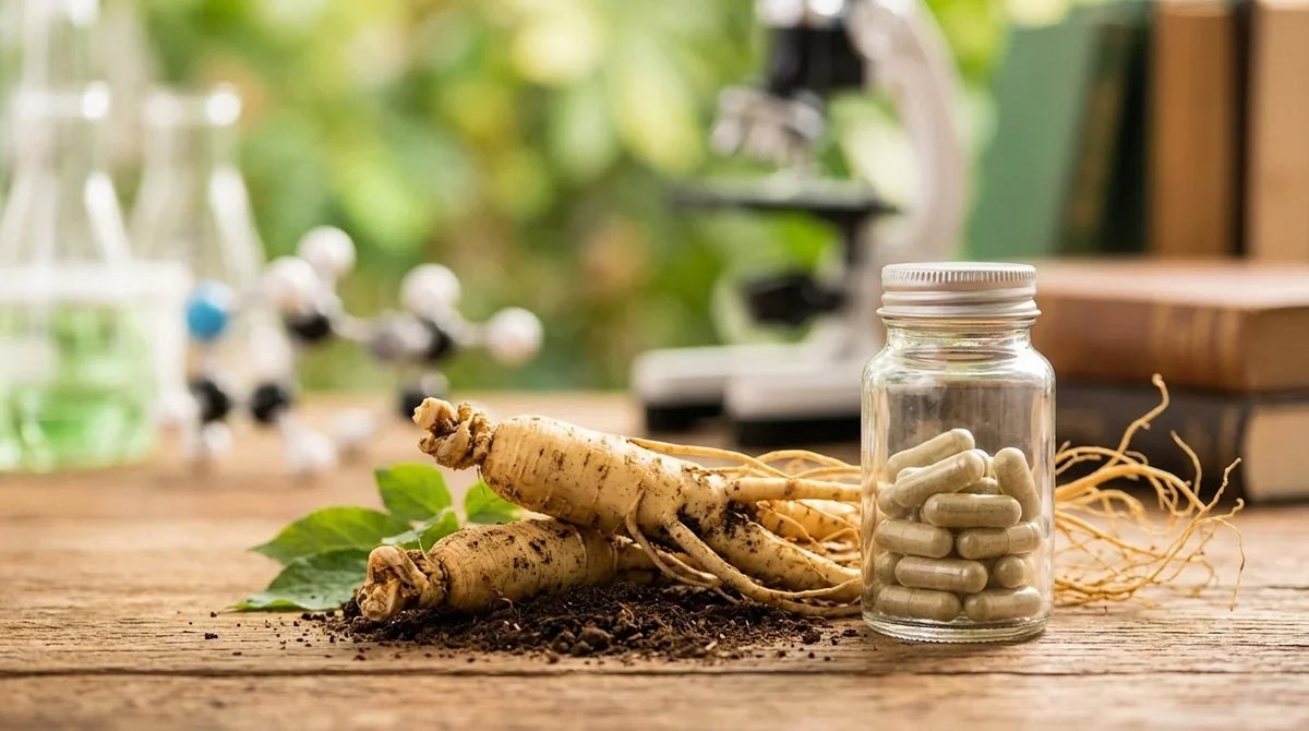 Panax ginseng root and capsules for testosterone research